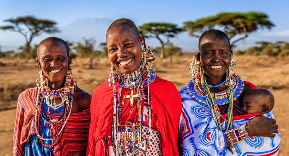 Cute Maasai tribal pattern dresses for an evening party